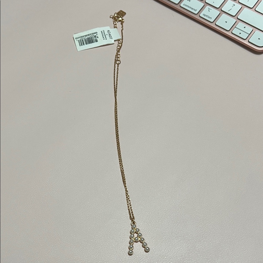 NWT Michelle McDowell A Initial Pearl Gold Chadwick Pendant Necklace